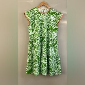 Uncle Frank Green and White Birds in Paradise Print Dress size medium